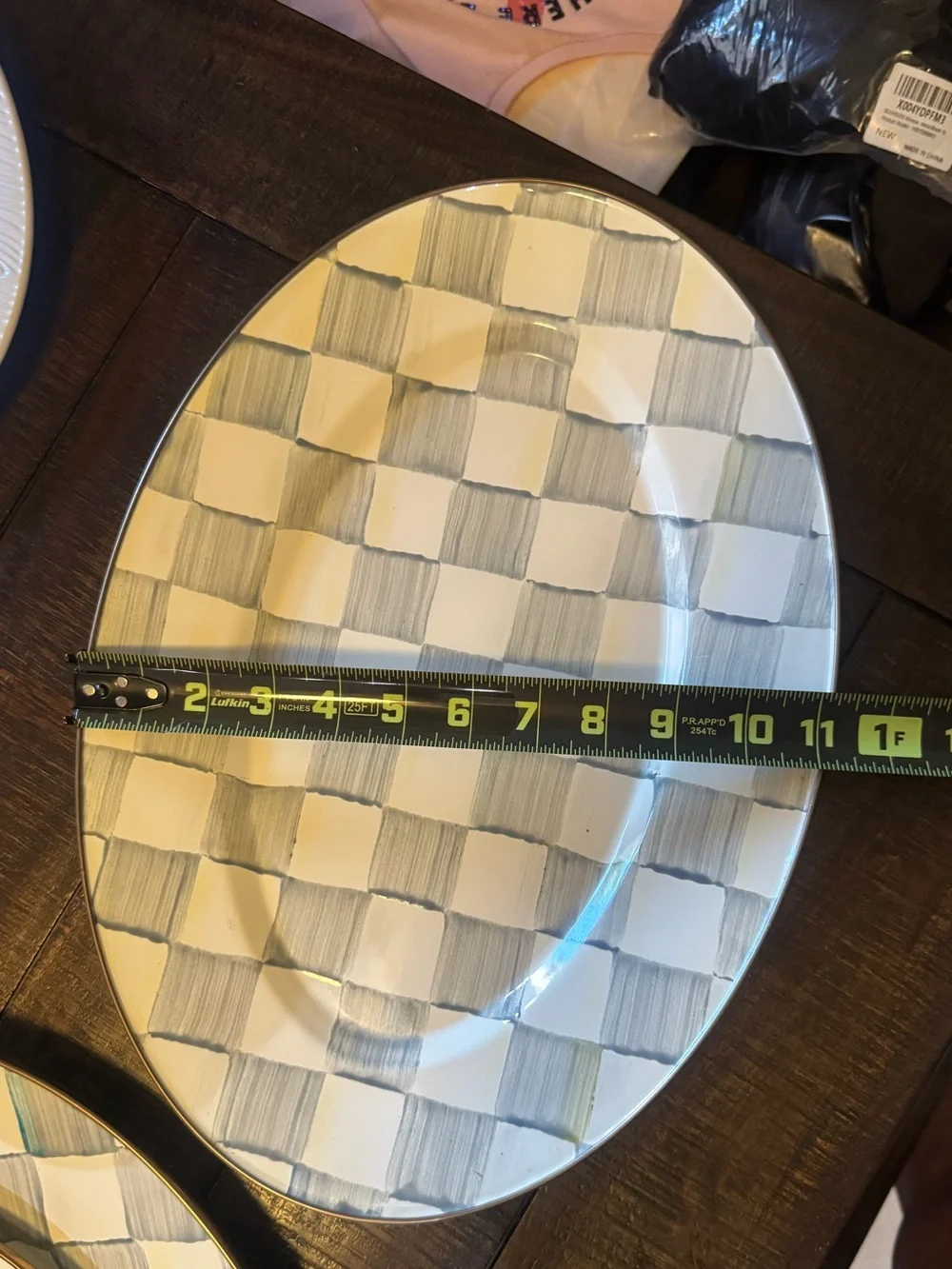 Mackenzie-Childs Sterling Check small Oval Platter
